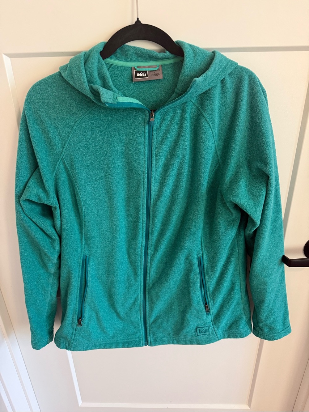 REI Co-op Women’s Fleece Hoodie Jacket Full Zip Teal Aqua Size Large
